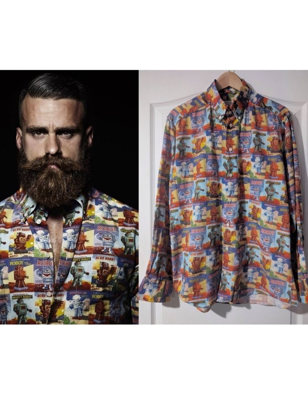 *Rare* Eton | Retro Sci-Fi Robot Slim Fit Shirt (16/41)
